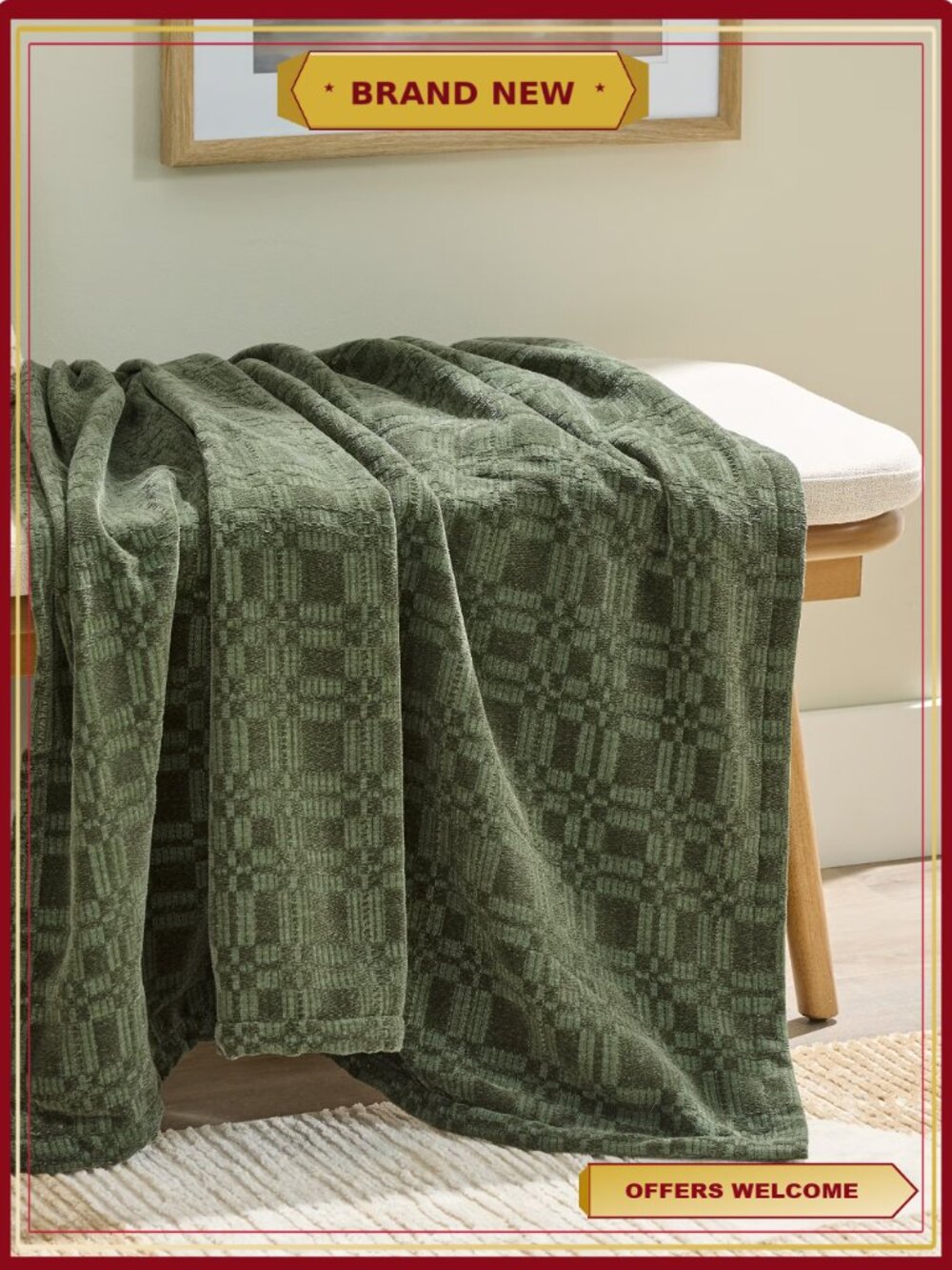 Washed Chenille Woven Throw Soft Cozy Lightweight 50x72